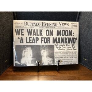 Moon Landing Buffalo Evening News Laminated Placemat Approx 11"x17" 7-21-69 VTG.